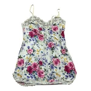 Vintage Undercover Striped Floral Nightgown Size Small Lace Cami adjustable